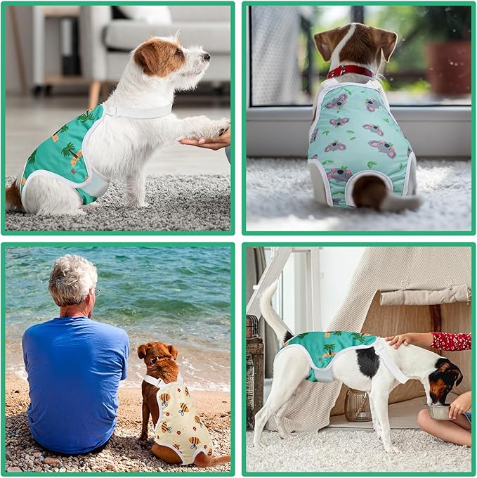 3 Pack Washable Female Dog Diaper Onesie Sanitary Pantie with Adjustable Suspender, Reusable Fixed Doggie Diapers, Super Absorbent Leakproof for Small Medium Large Dog in Heat Cycle XL