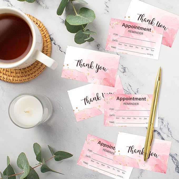 240PCS Appointment reminder cards Pink ink style for Business Hair Salon Dental Office Nail Spa Massage Dog Grooming Restaurant Supplies 3.54x2inch