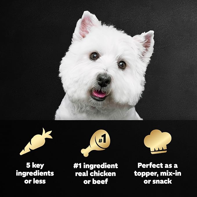 Cesar Simply Crafted Wet Dog Food Toppers for Dry Food, Chicken, Carrots & Green Beans and Beef, Chicken, Purple Potatoes, Peas & Carrots Meal Topper, 1.3 oz. Tub, 16 Count
