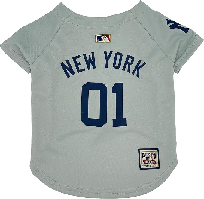 MLB New York Yankees Vintage Throwback Jersey for Dogs & Cats in Team Color. Comfortable Polycotton Material, Medium