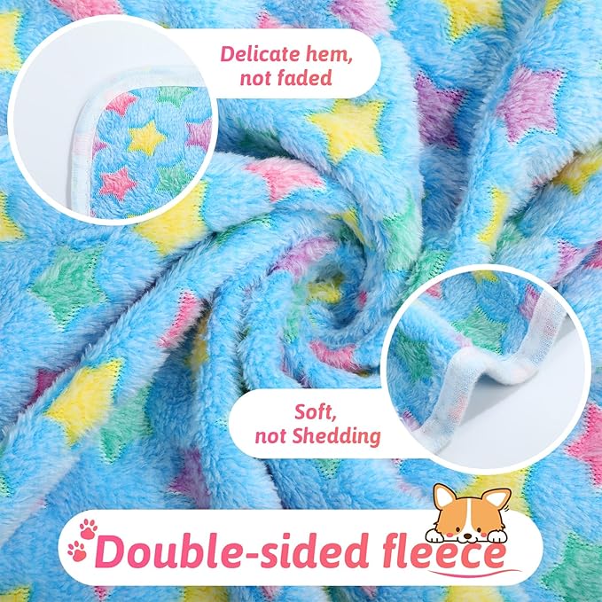 Tatuo 12 Pieces 20 x 30 Inch Dog Blanket Super Soft Warm Cat Sleep Mat Pet Kitten Doggy Fluffy Fleece Blankets with Cute Dog Paw Bone Star Elephant Patterns Printed Fluffy Blanket for Small Cat Puppy