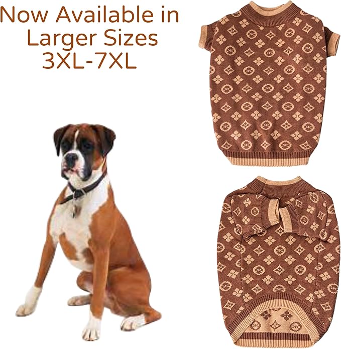 Luxury Dog Sweater – Soft Knit Designer Pet Outfit for Small Dogs & Puppies, XS–L, Stylish Warm Clothing for Yorkies, Chihuahuas, Dachshunds, Maltese, French Bulldog