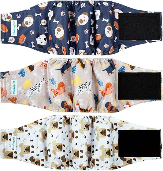 Paw Legend Washable Dogs Diapers Male Dog Belly Bands for Male Dogs Diapers Reusable Puppy & Doggie Diapers Male (3 Pack, XX-Large)