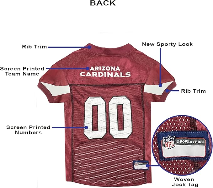 NFL Arizona Cardinals Dog Jersey, Size: XX-Large. Football Jersey Costume for Dogs
