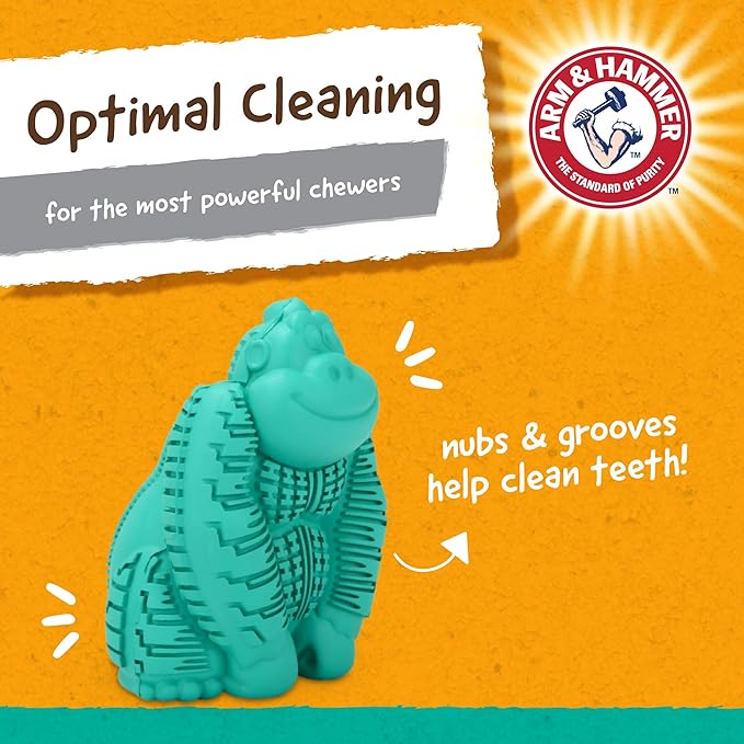 Arm & Hammer for Pets Super Treadz Gorilla Dental Chew Toy for Dogs - Dog Dental Chew Toys Reduce Plaque & Tartar Buildup Without Brushing - Safe for Dogs up to 35 Lbs