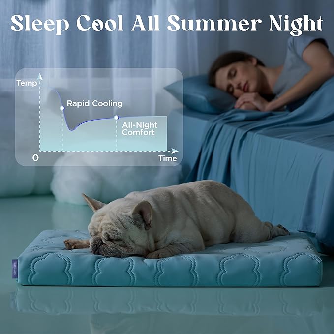 LE SURE Orthopedic Cooling Dog Bed Medium Size Dog, Q-Max>0.5 Cooling Mat with Removable Washable Cover, Breathable Egg Crate Foam Summer Pad for Active/Long-Haired/Senior Pets/Cats/Puppy, 29x18 Inch