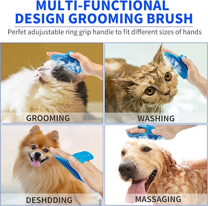 Professional 7 in 1 Dog Paw Cleaner for Dogs - Includes 1 Portable Paw Washer, 1 Bath Brush, 2 Dog Toothbrushes and 3 Absorbent Towels Note: Fits Paws 1.5 to 2.5 Inches Wide (Medium, Navy Blue)