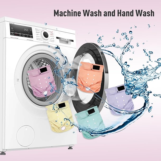 5 Pack Washable Female Dog Diapers,Reusable Diaper for Doggie,Highly Absorbent Dog Diaper,Adjustable Leakproof Puppy Diapers Skirt for Heat,Incontinence,Period Doggy Nappies
