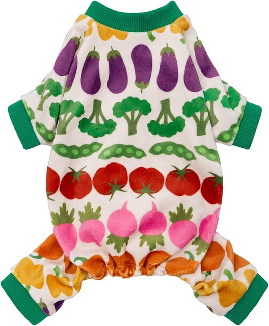 Fitwarm Funny Vegetable Dog Pajamas, Warm Winter Dog Clothes for Small Dogs Boy Girl, Cozy Pet Onesie with Feet, Green, White, Red, Pink, Purple, Medium