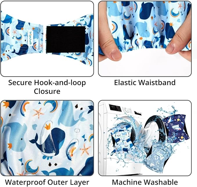 Paw Legend Washable Dogs Diapers Male Dog Belly Bands for Male Dogs Diapers Reusable Puppy & Doggie Diapers Male (3 Pack, X-Small)