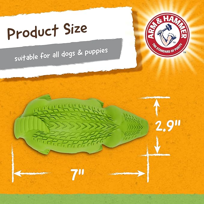 Arm & Hammer Super Treadz Gator & Gorilla Chew Toy for Dogs - Best Dental Dog Chew Toy - Reduces Plaque & Tartar Buildup Without Brushing - Safe for Dogs up to 35 Lbs