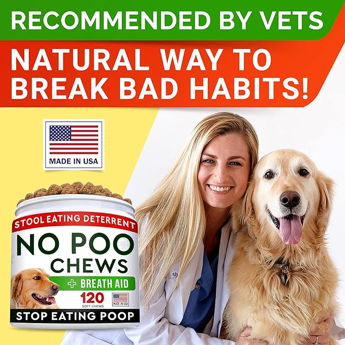 STRELLALAB No Poo Treats for Dogs - Coprophagia Stool Eating Deterrent - Digestive Enzymes - Gut Health & Immune Support - Stop Eating Poop - Bacon Flavor 120 Chews