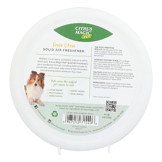 Citrus Magic Pet Odor Eliminator Solid Air Freshener, Fresh Citrus, 8-Ounce, Pack of 1