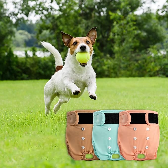 3Pack Reusable Female Dog Diapers, Washable Diaper for Doggie,Highly Absorbent Dog Diaper,Adjustable Leakproof Puppy Diapers Skirt for Heat,Incontinence,Period Doggy Nappies XL