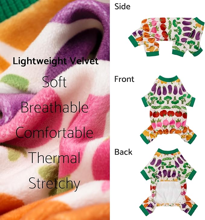 Fitwarm Funny Vegetable Dog Pajamas, Warm Winter Dog Clothes for Small Dogs Boy Girl, Cozy Pet Onesie with Feet, Green, White, Red, Pink, Purple, Medium