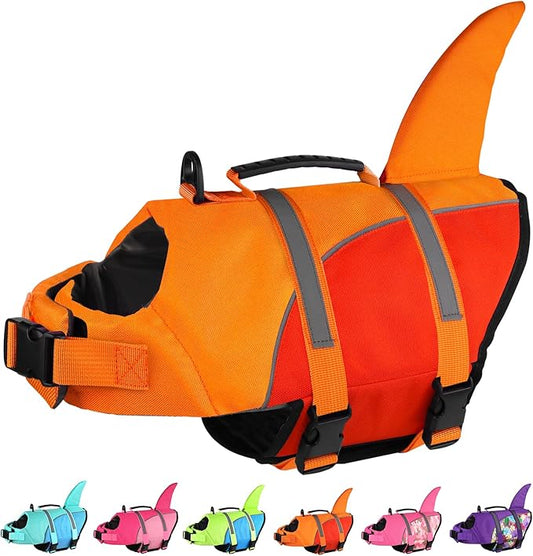 Doglay Shark Life Vest for Dogs - Ripstop Jacket With Superior Buoyancy and Rescue Handle, Adjustable for Boating Swimming, Pet Flotation for Small Medium Large Dogs