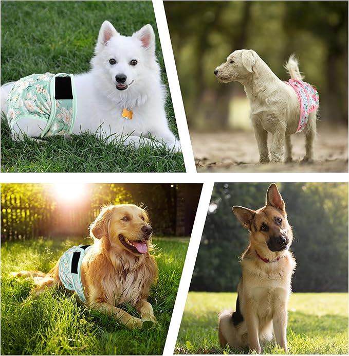 3Pack Dog Diapers Female,Washable Diaper for Doggie,Highly Absorbent Reusable Dog Diaper,Adjustable Leakproof Puppy Girl Dog Diapers for Heat,Incontinence,Period Doggy Nappies