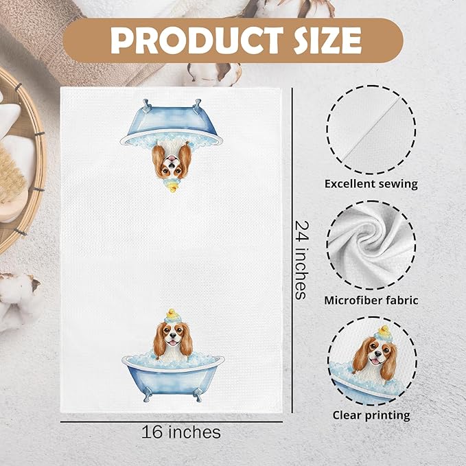 Funny Cavalier King Charles Spaniel Bathroom Hand Towel, King Charles Cavalier Duck Gifts Hand Towel for Bathroom Kitchen washroom Decor, Dog Lovers Gifts Dish Tea Towels, 16x24 Inch