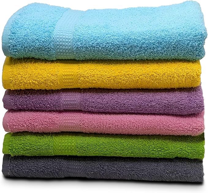 ZUPERIA 6-Pack Bath Towels - 30" x 60" - Ultra Soft 100% Cotton Large Bath Towels- Highly Absorbent for Bathroom, Pool, Gym, Spa, and Hotel Use (Colors Variety)