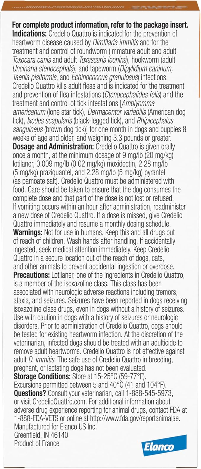 Credelio Quattro Dog Flea & Tick Treatment + Heartworm & Parasite Protection, 12.1-25 lbs (6 Chewable Tablets)