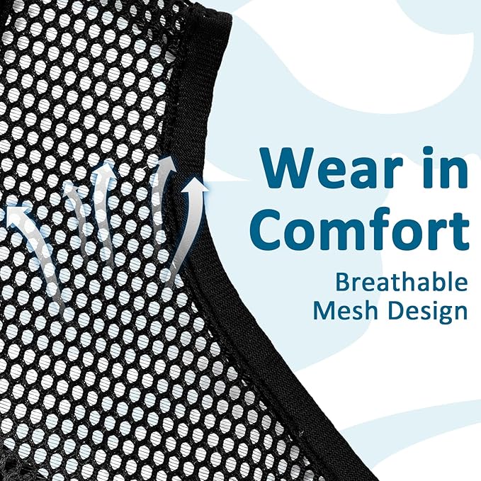 LUCKYPAW Mesh Dog Muzzle for Large Medium Small Dogs, Soft Dog Muzzle to Prevent Biting Chewing Excessive Barking with Adjustable Head Strap, Perfect for Vet Visit (Black, XXL)