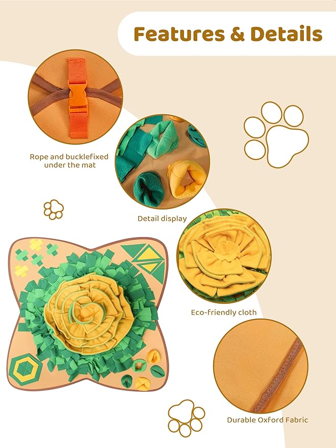 Snuffle Mat for Dogs Large Breed - Interactive Dog Toys for Boredom - Sniff mat - Mental Stimulation - Enrichment Toys- Slow Feed- Washable & Foldable (C)