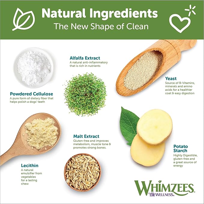 Whimzees Wellness Alligator Dog Dental Treats, Large Size, (6 Count)