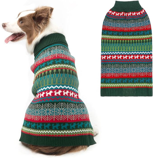 Mihachi Dog Sweater - Winter Coat Apparel Clothes with Colorful Stripes for Cold Weather