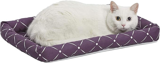 MidWest Homes for Pets 40222-PLD Quiet Time Couture Ashton Bolster Pet Bed, Small Dog/22, Plum & White Diamond Pattern