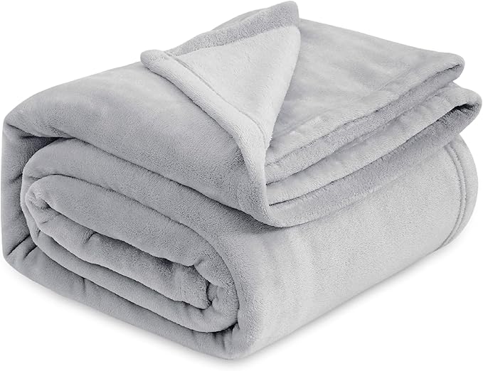 Bedsure GentleSoft Bedding Fleece Blanket for Girls and Boys - Soft Cozy Cute Small Throw Blankets for Travel, 43x55 Inches, Light Grey