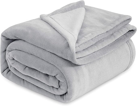 Bedsure GentleSoft Fleece Blankets Queen Size Light Grey - Bed Blanket Soft Lightweight Plush Fuzzy Cozy Luxury Microfiber, 90x90 inches