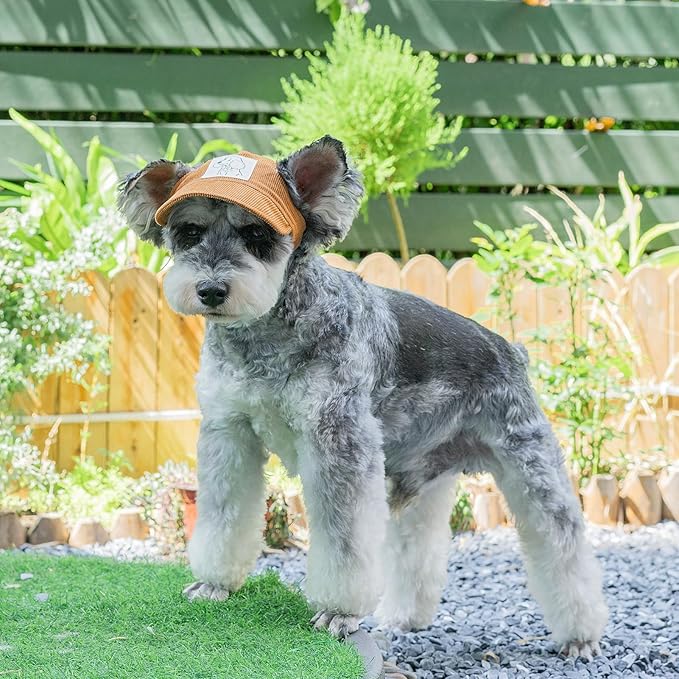 Pet Dog Baseball Cap, Cat Hat, Cat Dog Sun Cap with Ear Holes, Adjustable Puppy Outdoor Sun Hat (Brown, Medium)