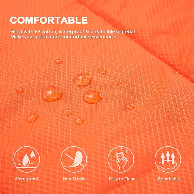 BDEUS Travel Dog Bed, Outdooor Camping Pet Mat, Portable Place Mat with Handle, Easy to Clean, Waterproof & Portable and Odor Resistant Pet Cooling Pad (Large 43" x 25", Orange)