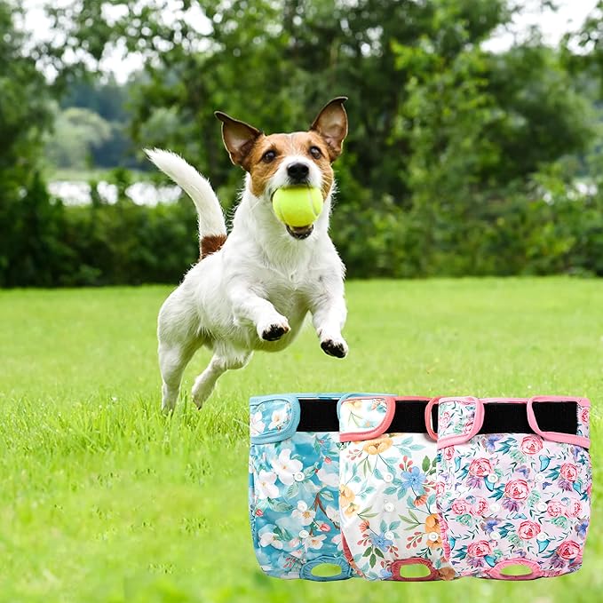 3Pack Reusable Dog Diapers Female,Washable Diaper for Doggie,Highly Absorbent Dog Diaper,Adjustable Leakproof Puppy Girl Dog Diapers for Heat,Incontinence,Period Doggy Nappies L