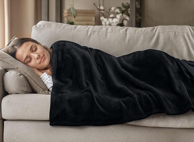Utopia Bedding Black Fleece Blanket Twin Size Lightweight Fuzzy Soft Anti-Static Microfiber Bed Blanket (60x80 Inch)