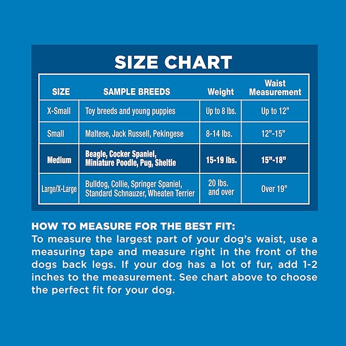 Four Paws Wee-Wee Super Absorbent Disposable Adjustable Dog Potty Training Diapers, Leak-Proof Protection for Dogs, Size Medium, 15" - 18" Waist, 12 Count