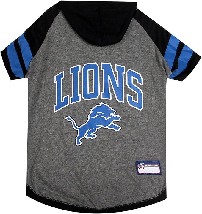 Pets First NFL Detroit Lions Hoodie for Dogs & Cats. | NFL Football Licensed Dog Hoody Tee Shirt, Medium| Sports Hoody T-Shirt for Pets | Licensed Sporty Dog Shirt
