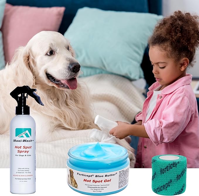 Forticept Blue Butter – Hot Spot Treatment for Dogs & Cats, Wound and Skin Care Infections, Cuts, Rashes Gel Veterinary Strength Topical Ointment 2oz