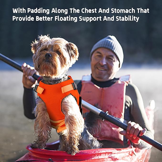 Dogcheer Dog Life Jacket with Double Rescue Handle, Reflective Dog Harness Life Vest for Swimming Boating, Adjustable Pet Swim Vest Dog Flotation Device DFD for Small Medium Large Dogs - Orange M