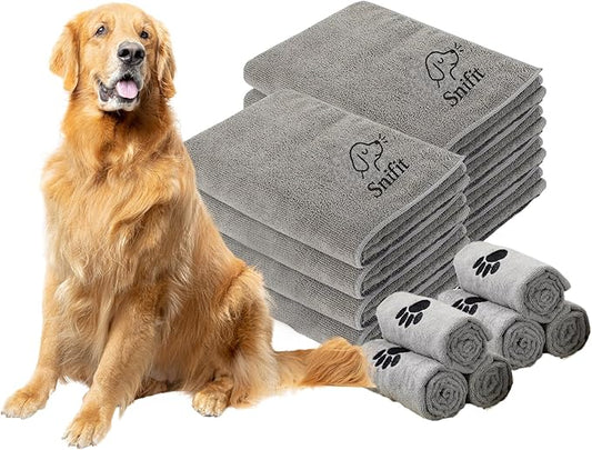 Dog Towel Keeps Your Pet Cozy After Every Use - Microfiber Towels for Drying Dogs & Cats – Quick & Efficient Grooming Gray Towel for Outdoor Play - Gently Dries Your Pet’s Fur 15.7X27.6in l Medium 5PK