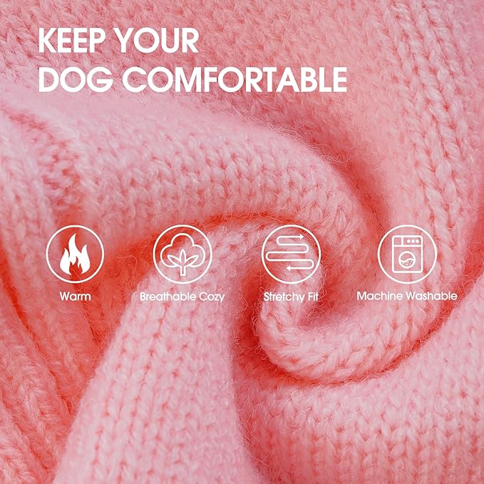 IECOii XXXL Dog Sweater,Warm Dog Sweaters for Extra Large Dogs Girl Boy,Stretchy & Cozy,Turtleneck Knitted Pullover for Pet Wear On Holiday,Easy On Doggy Sweatshirt for Labrador (Pink,XXXL)