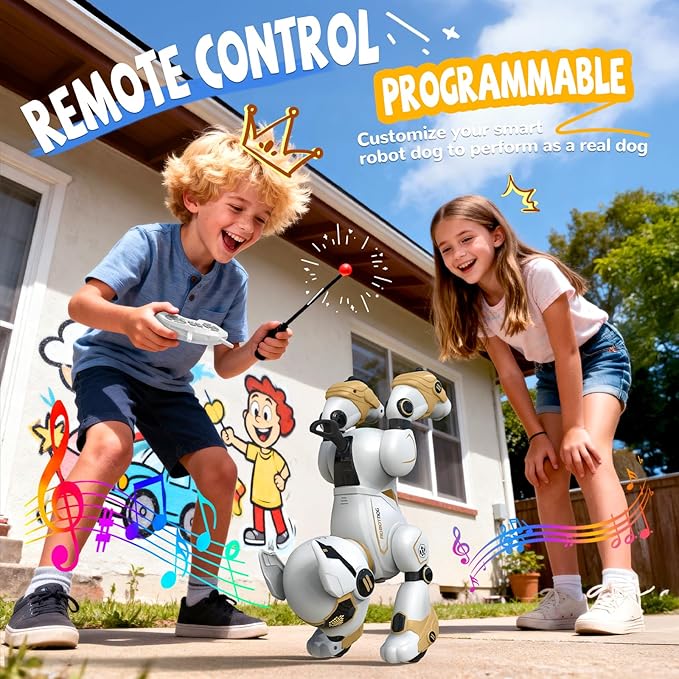 Robot Dog Toys for Kids, Remote Control Dog Robot, Voice & Touch Control, Programmable Interactive Robotic Puppy Toy, Sing, Dance, Rechargeable Robo Pet for Boys Girls Ideas