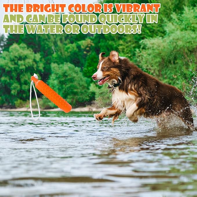 BINGPET Dog Float Bumper Toy,10.8 Inch Large Training Dummy Retrieving Bumpers Summer Pool Toy Tug Game for Large XL Dogs Retriever(Orange)