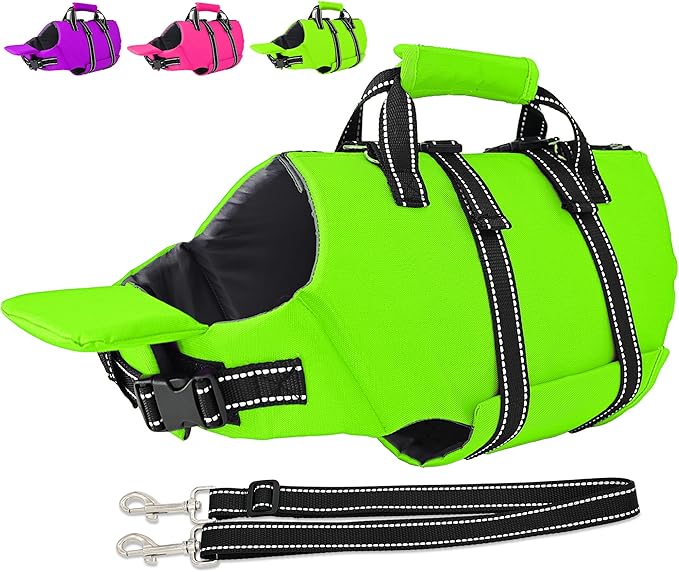 Fragralley Dog Life Jacket with Self-Locking Zipper, High-Buoyancy Ripstop Dog Swimming Vest, Floating Vest with Rescue Handle for Swimming and Boating, PFD Available for Small, Medium, and Large Dogs