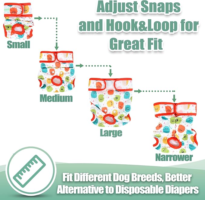 wegreeco Luxury Washable Reusable Dog Diapers (Stylish Pattern) - Female Dog Diapers, Doggie Diapers, 3 Pack (Inspiring, Medium)
