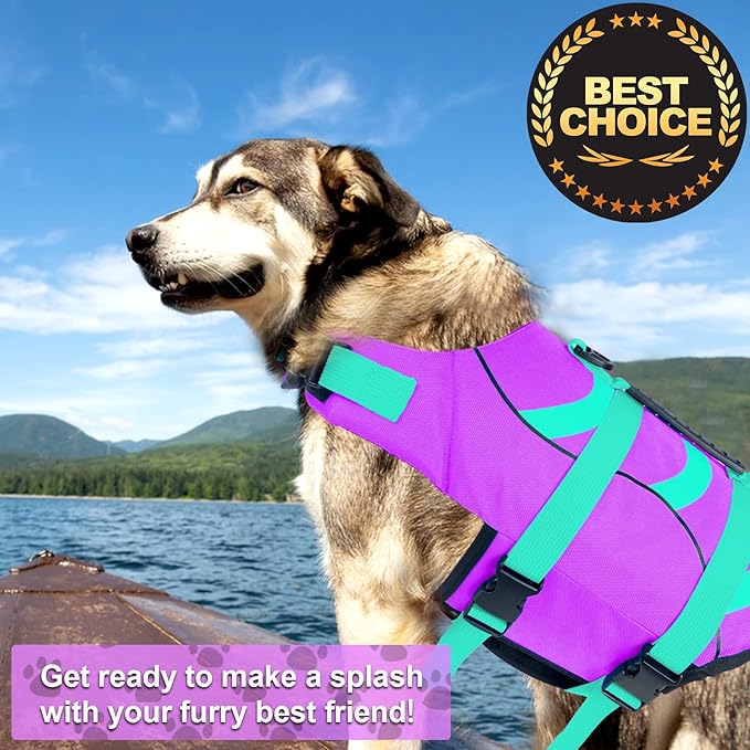 Fragralley Shark Dog Life Jacket, Easy to Put on Dog Life Vest for Swimming and Boating, Vibrant & Adjustable Dog Life Preservers for Small Medium Large Dogs, Suit to Swim, Fish, Beach, Surfing