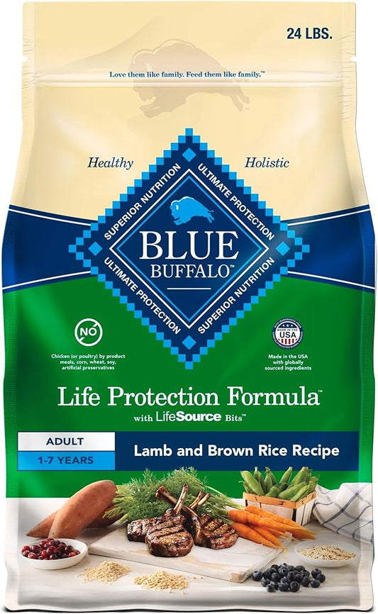Blue Buffalo Life Protection Formula Adult Dry Dog Food, Helps Build and Maintain Strong Muscles Lamb & Brown Rice Recipe, 24-lb. Bag