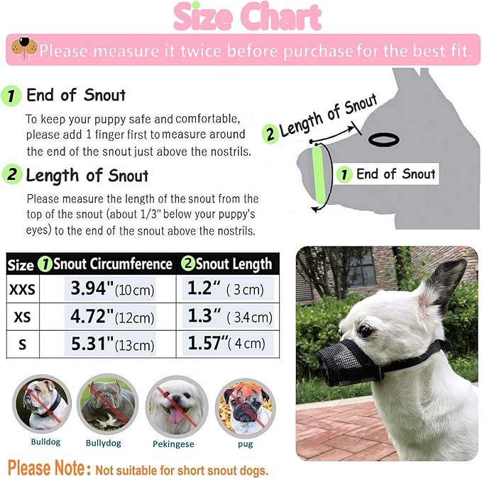 Dog Muzzle,Soft Mesh Muzzle for Barking Grooming Biting Chewing for Small Medium Breeds, Barkless Mesh Muzzle Stop Puppy Eating Poop&Rocks XXS XS S (Pink, S)