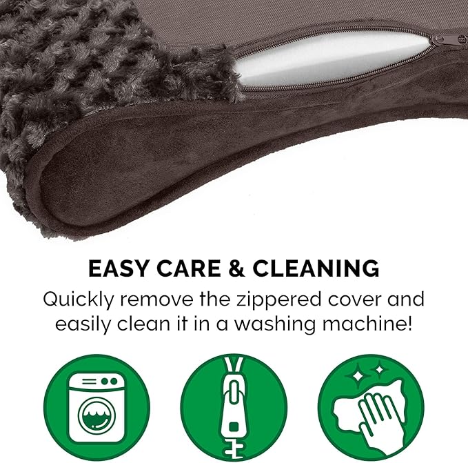 Furhaven Cooling Gel Dog Bed for Medium/Small Dogs w/ Removable Washable Cover, For Dogs Up to 23 lbs - Ultra Plush Faux Fur & Suede Luxe Lounger Contour Mattress - Chocolate, Medium