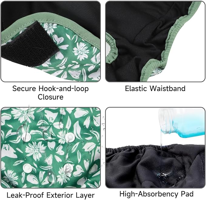 Paw Legend Washable Reusable Female Dog Period Diapers for Heat Doggie Puppy Diapers for Female Dogs (3 Pack, Medium)